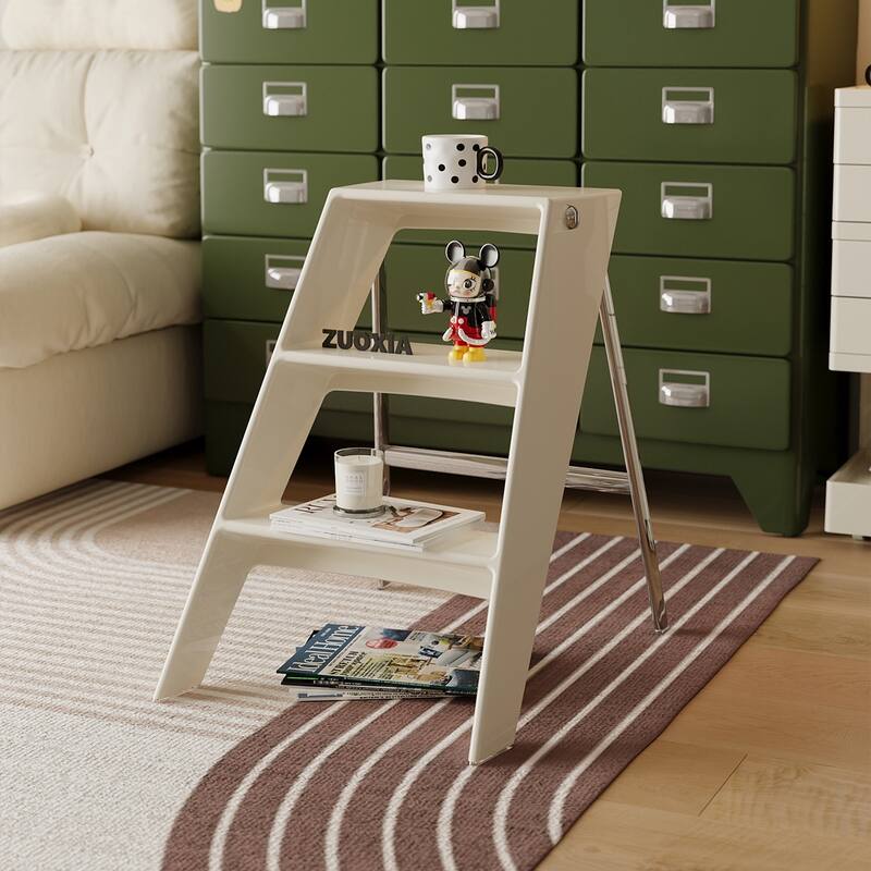 Home folding ladder frame indoor multi-functional thick folding ladder stool simple creative anti-slip edge table ladder frame