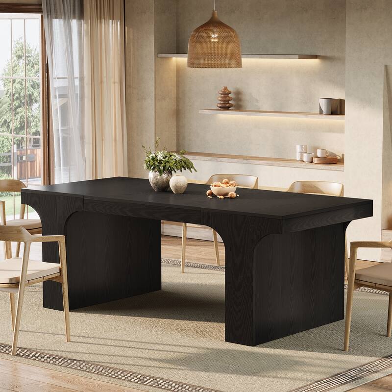 Farmhouse Rectangular Dining Table for 6-8 People with Sled Base