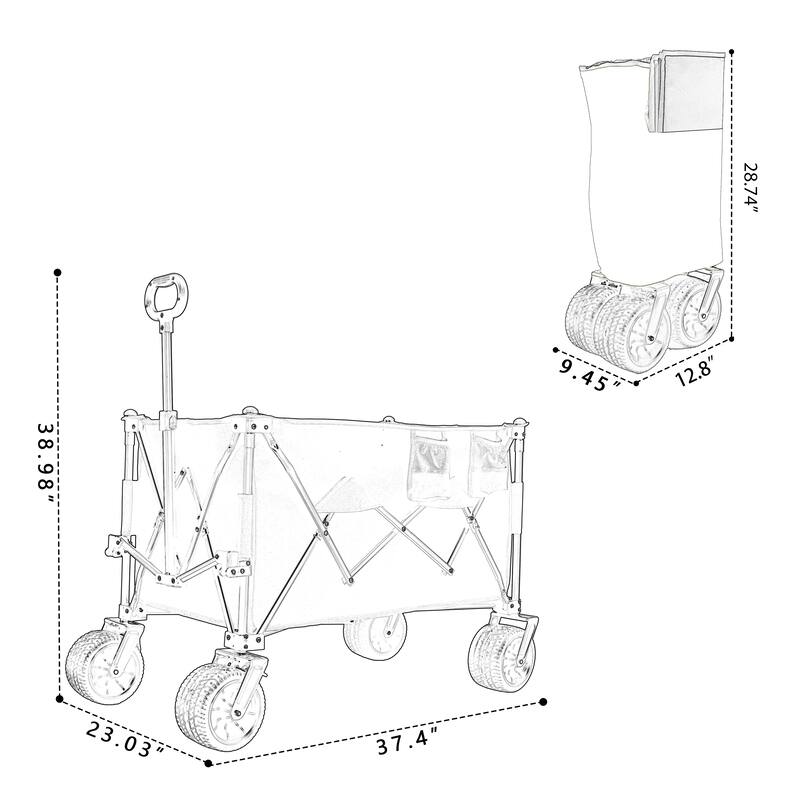 480lb Heavy Duty Wagon w/ Picnic Mat, Brakes & Holders, All-Terrain