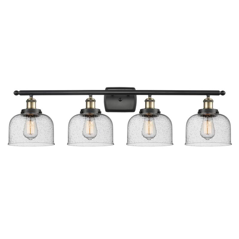 Innovations Lighting 916-4W-11-38 Bell Vanity Bell 4 Light 38" Wide - Black Antique Brass / Seedy