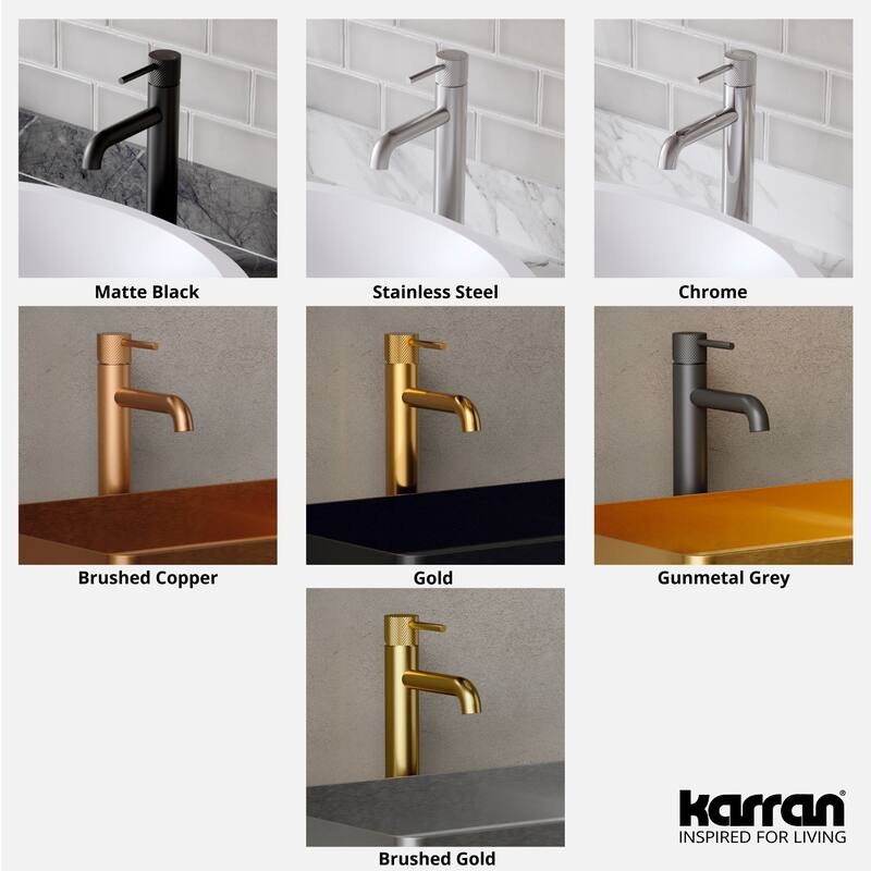 Karran Tryst KBF462 Single-Handle Single Hole Vessel Bathroom Faucet with Matching Pop-up Drain