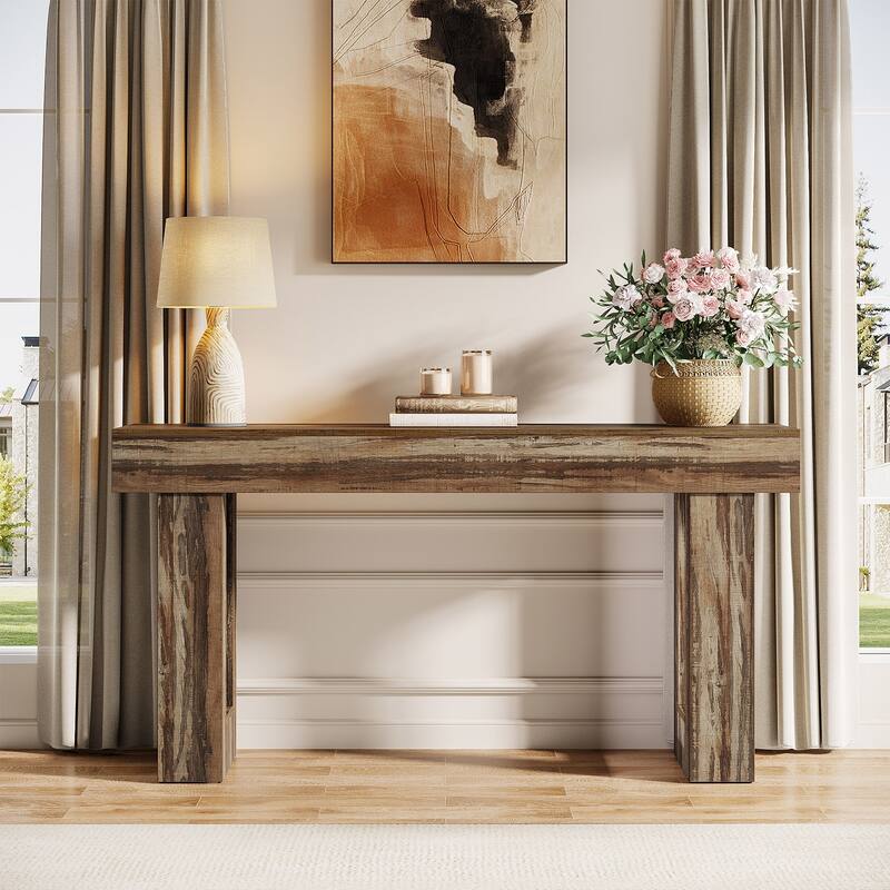 Farmhouse Console Table, 63-Inch Long Narrow Sofa Table Behind The Couch