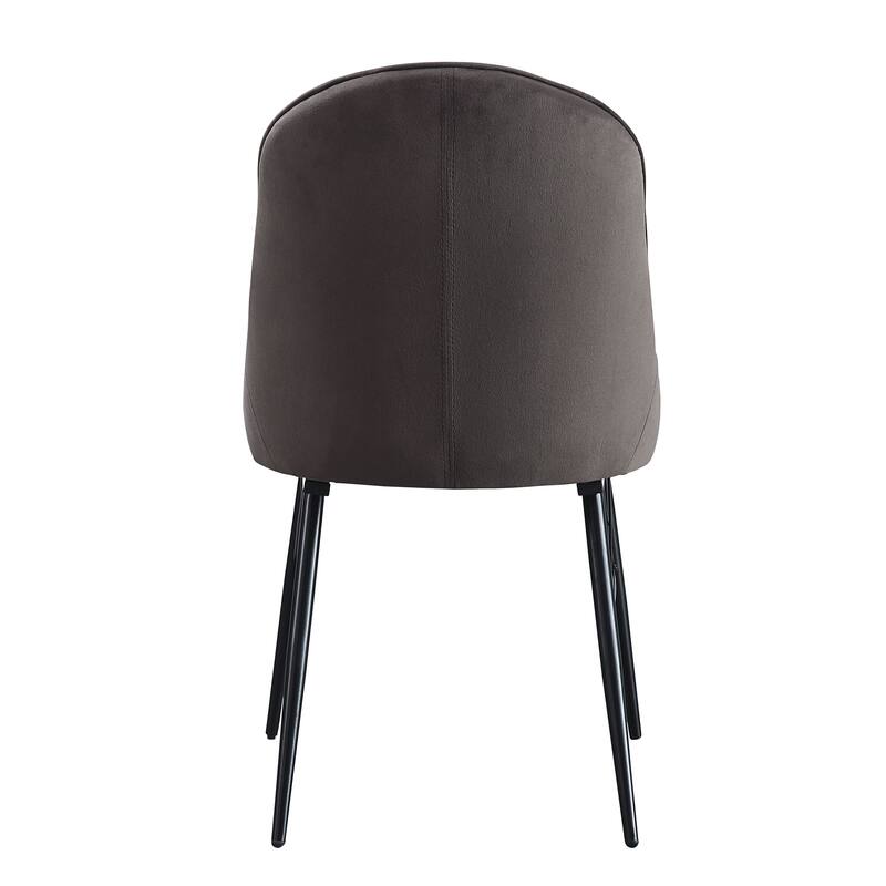 Abraham Dark Gray Fabric & Black Finish Side Chair (Set of 2)