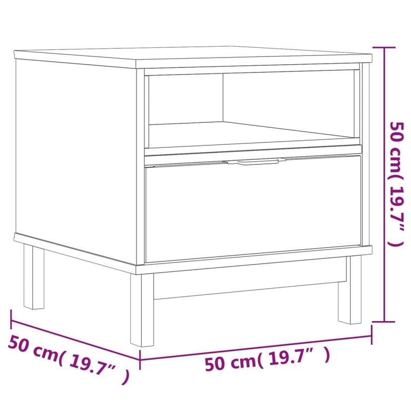 vidaXL Side Table FLAM 19.7"x19.7"x19.7" Solid Wood Pine - 19.7" x 19.7" x 19.7"