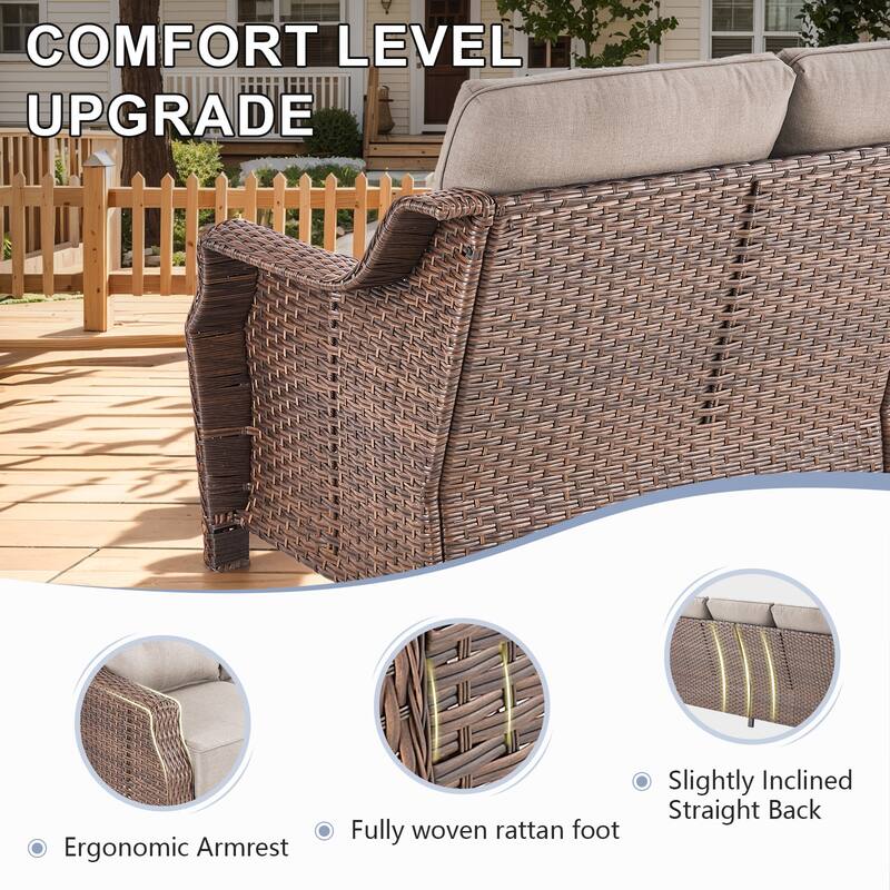 Gymojoy 9-Piece Wicker Patio Furniture Set, 6-inch Thick Cushioned & UV-Resistant, Outdoor Sofa & Chiar Set for Garden