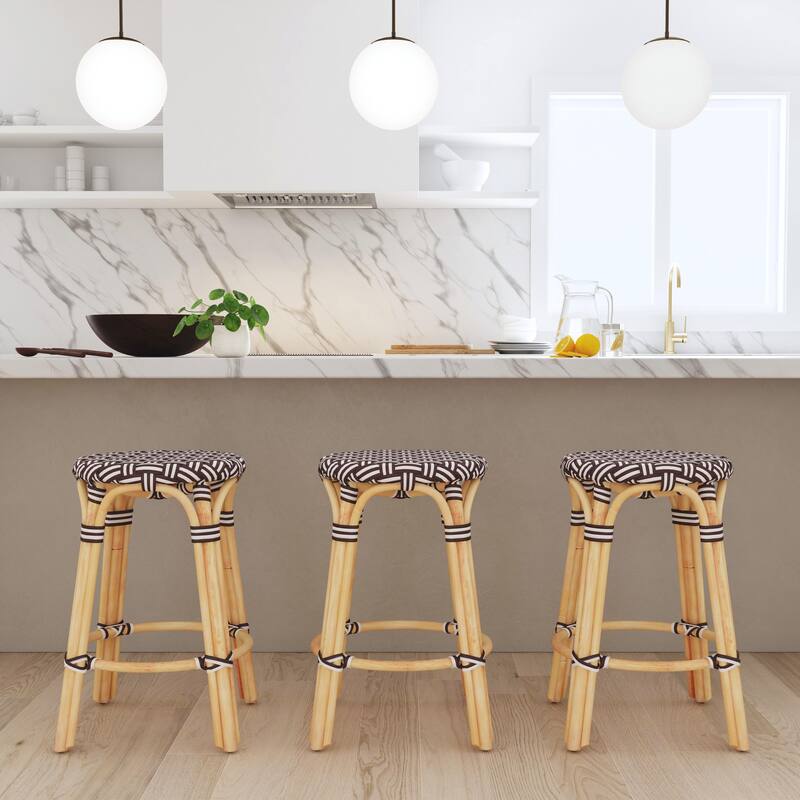 Tobias 24" Rattan Round Counter Stool