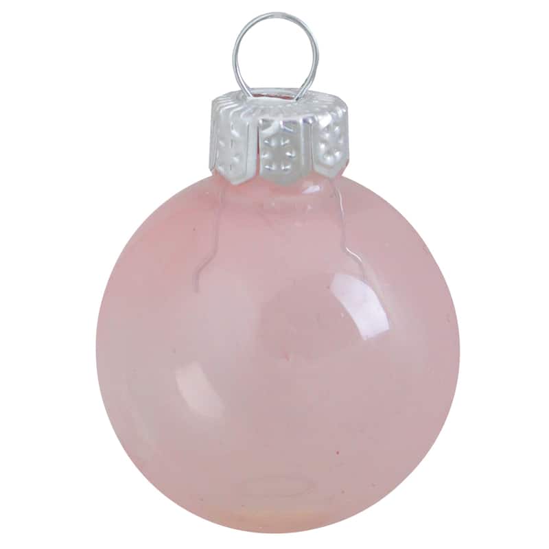 Transparent Glass Christmas Ball Ornaments - 3.25" (80mm) - Pale Pink - 8ct