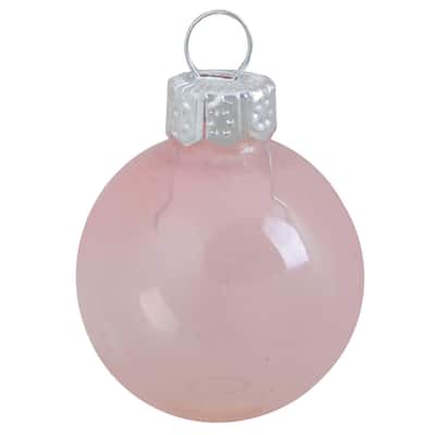 Transparent Glass Christmas Ball Ornaments - 3.25" (80mm) - Pale Pink - 8ct