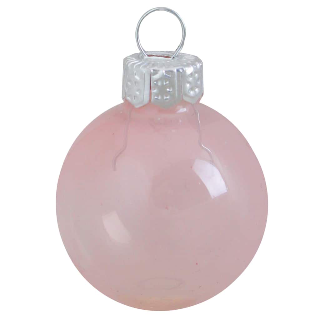 Transparent Glass Christmas Ball Ornaments - 3.25" (80mm) - Pale Pink - 8ct