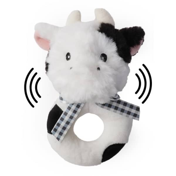 slide 2 of 6, Bearington Collection Lil' Gilly 5.5" Cow Baby Wrist Rattle