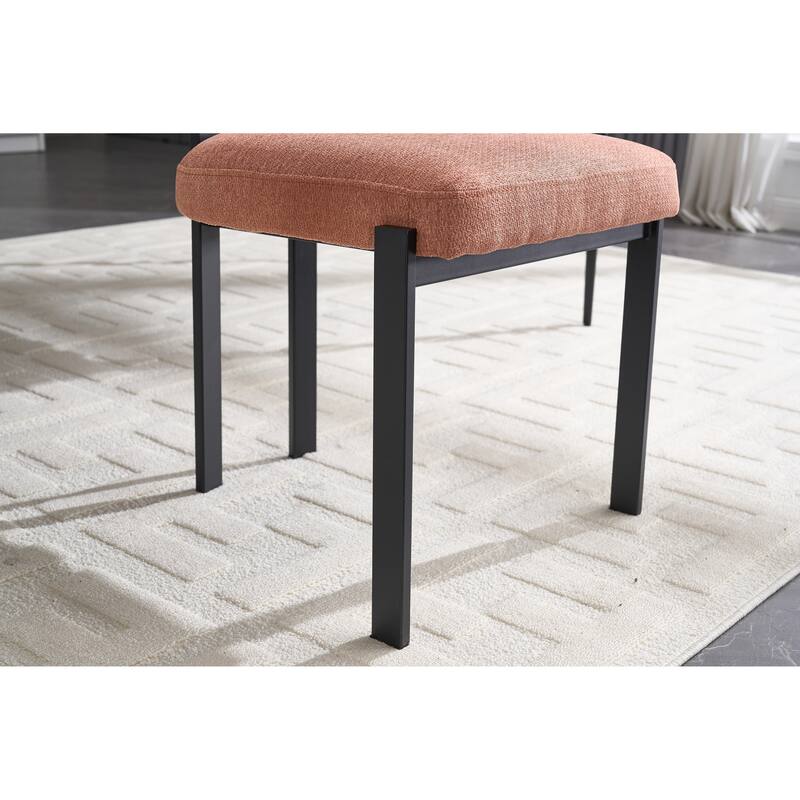 Modern Dining Room Chairs Set of 2, Mid-Century Upholstered Boucle Kitchen Dining Chairs with Metal Legs