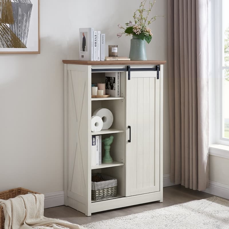 Storage Organizer Dresser with Sliding Barn Door