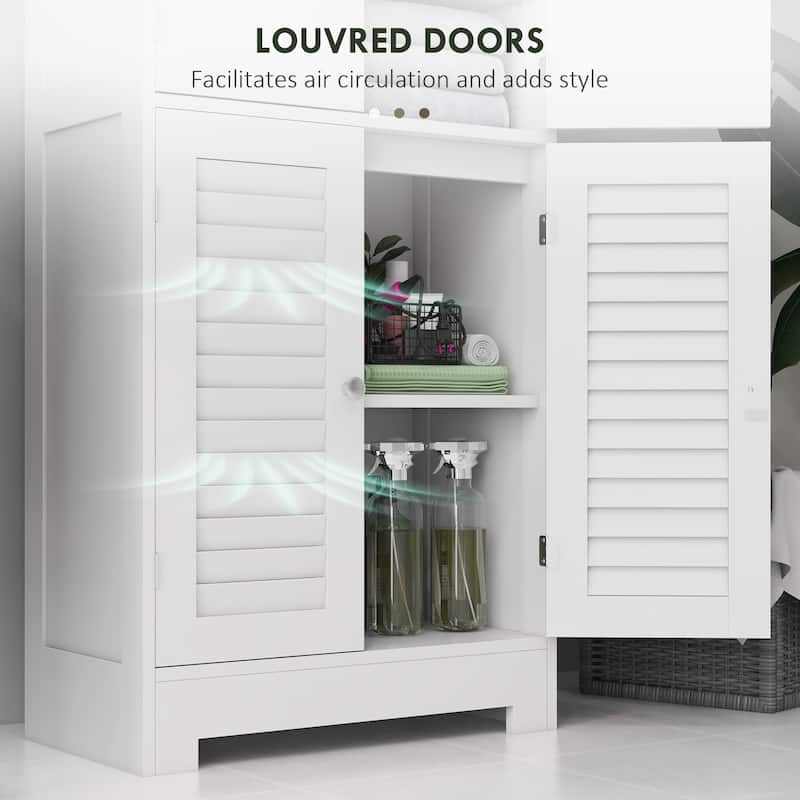 White MDF Tall Bathroom Cabinet with Triple Doors and Adjustable Shelf - 23.6" W x 11.8" D x 67.1" H