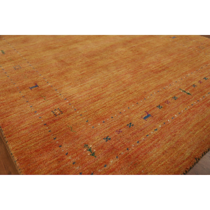 Gabbeh Indian Area Rug Handmade Orange Wool Carpet - 4'11" x 7'7" - 4'11" x 7'7" - Orange