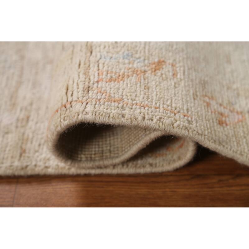 Hand Knotted Oriental 100% Wool Carpet Transitional Geometric Beige & Ivories Oushak Area Rug - 2' 11'' X 2' 0''