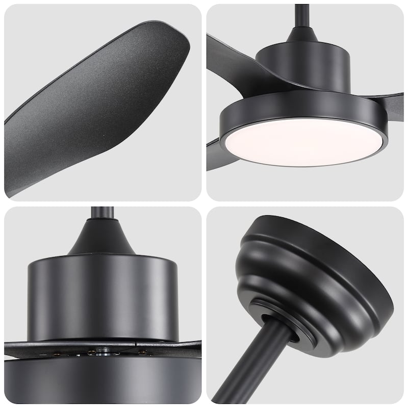 47" Ceiling Fan with 22W LED Light and Remote Control 6 Speeds - Black