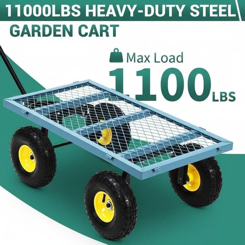 1100 Lbs Capacity Garden Wagon Carts on Wheels for Outdoor, Farm, Yard, Beach