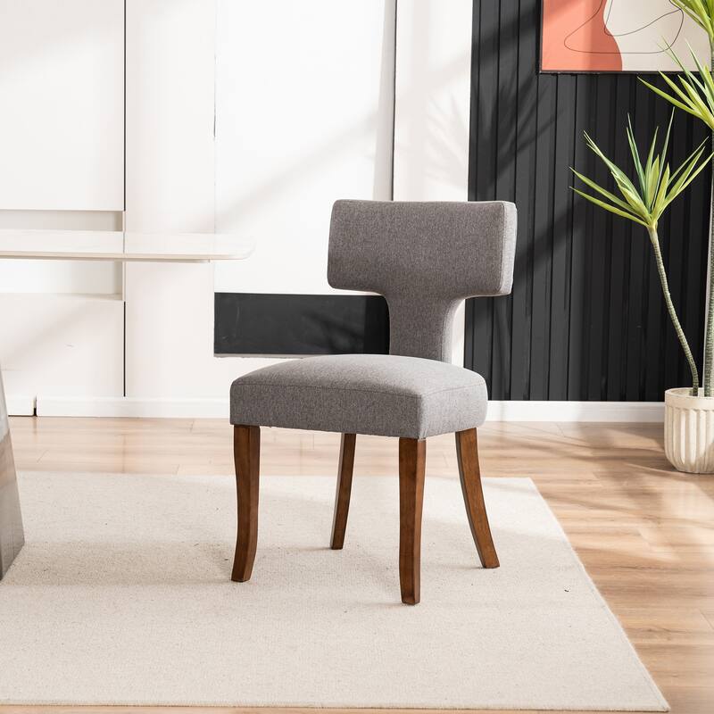 Upholstered Mordern Design T Back Dining Side Chair- Set of 2