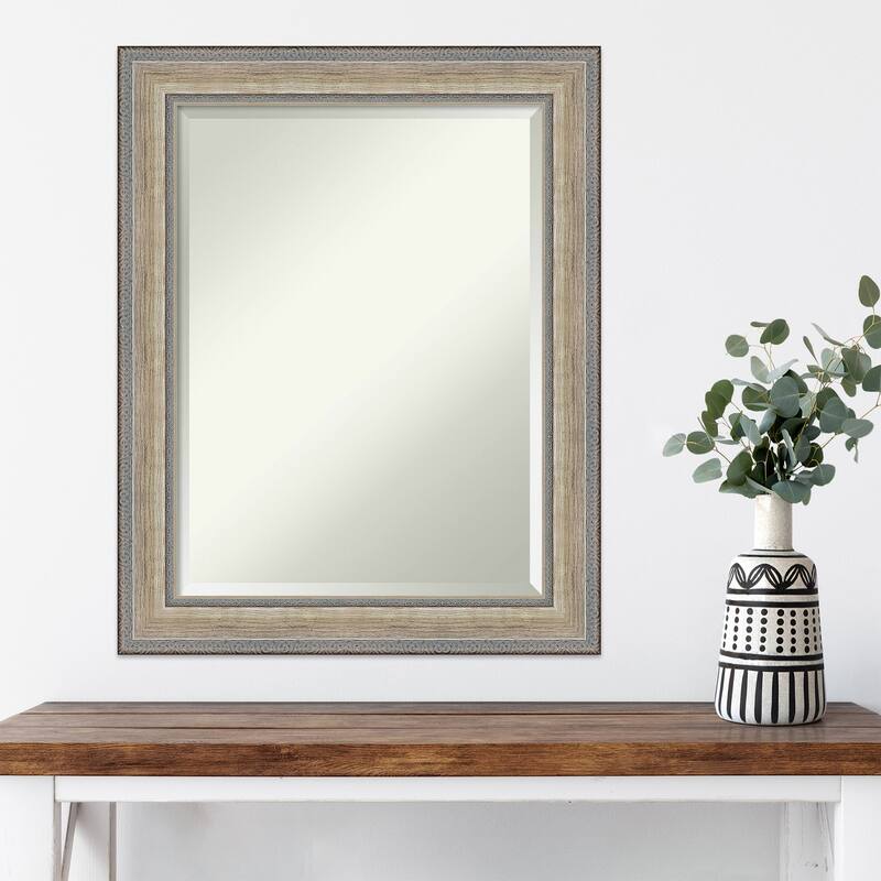Fleur Silver Beveled Wood Framed Wall Mirror - Fleur Champagne Silver