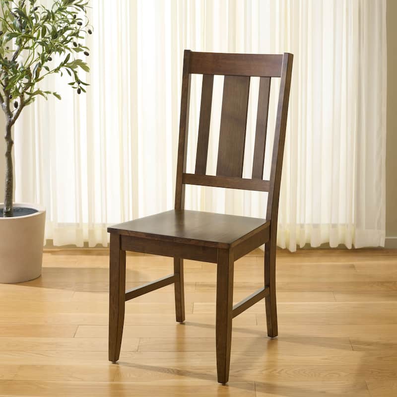 SAFAVIEH Home Roswitha Slat Back Side Chair - 18"W x 22"D x 39"H - Dark Oak