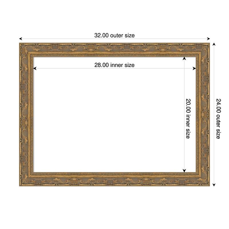 Filigree Framed Dry Erase Magnetic Board - 32 x 24 in - Filigree Gold