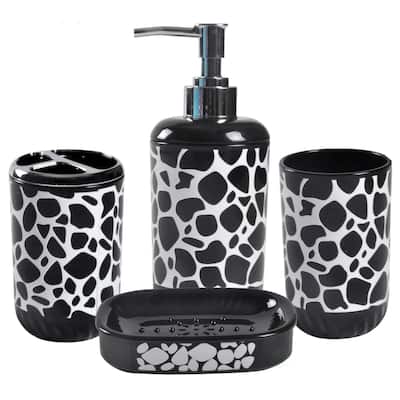 4 Piece Bathroom Accessory Set - Includes Soap Dispenser, Toothbrush Holder, Tumbler, and Soap Dish