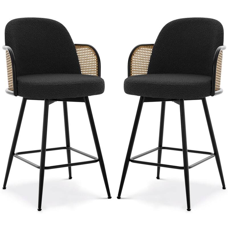 26" Swivel Boucle Fabric Upholstered Bar Stool - 38.2"H x 21.5"W x 23.2"D
