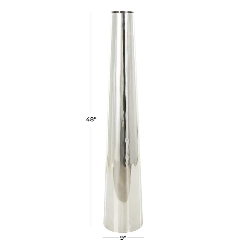 Stainless Steel Metal Minimalistic Tall Floor Cone Decorative Vase - Gold or Silver - Roche River Decor