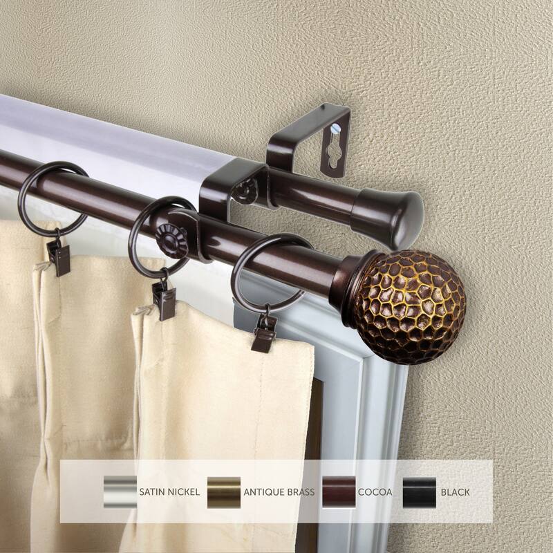 InStyleDesign Ewan Adjustable Double Curtain Rod 13/16 inch dia. - 66 to 120 inches - Cocoa