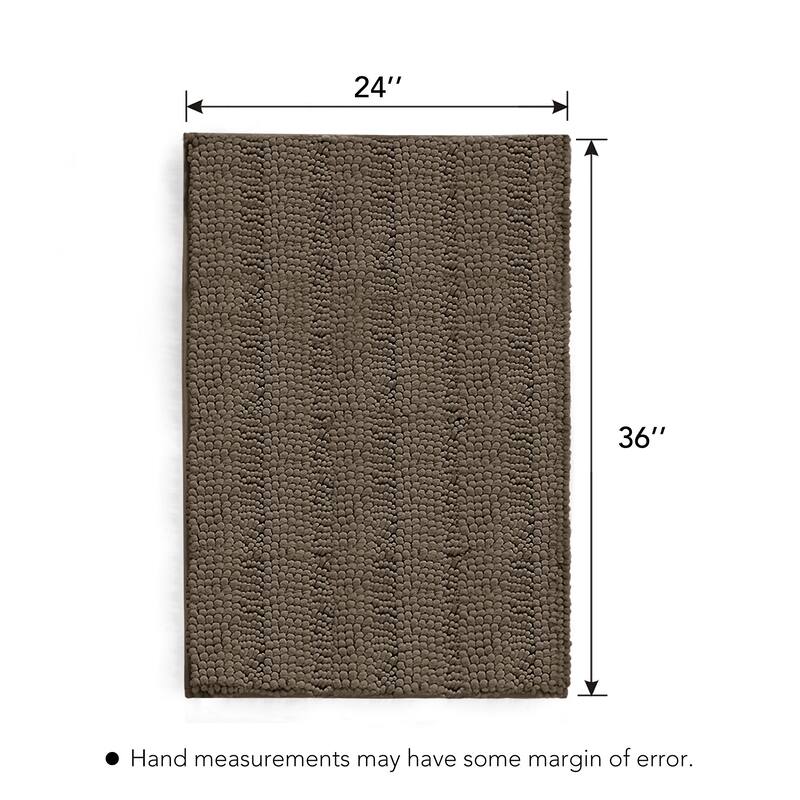 Deconovo Non Slip Chenille Striped Bath Mat Soft Durable