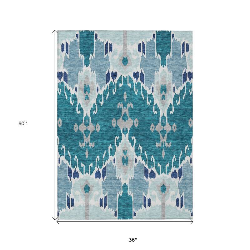 HomeRoots Ikat Transitional Rectangle Outdoor Rug