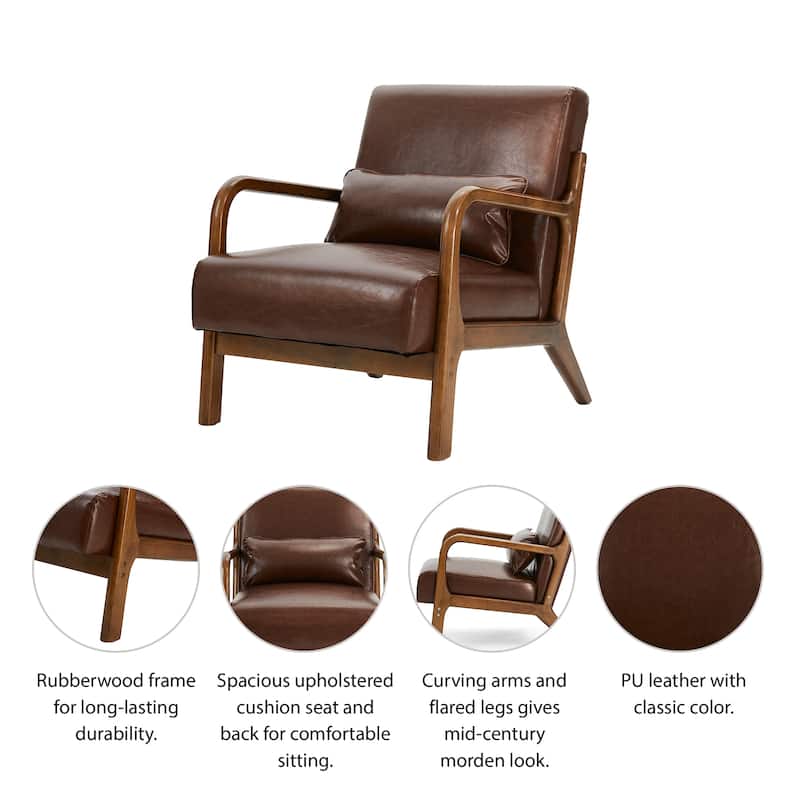 Glitzhome Set of 2 30.75"H Mid-Century Modern PU Leather Accent Chairs with Cushion - 25.75"W x 33.75"D x 30.75"H