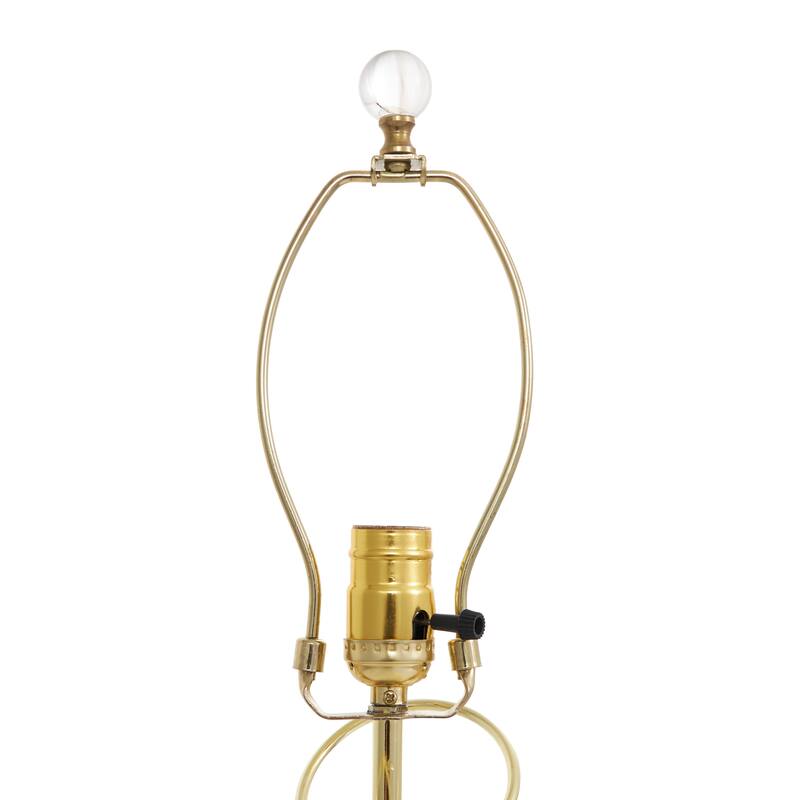 Gold Metal Overlapping Ring Abstract Accent Lamp with Elevated Square Glass Base