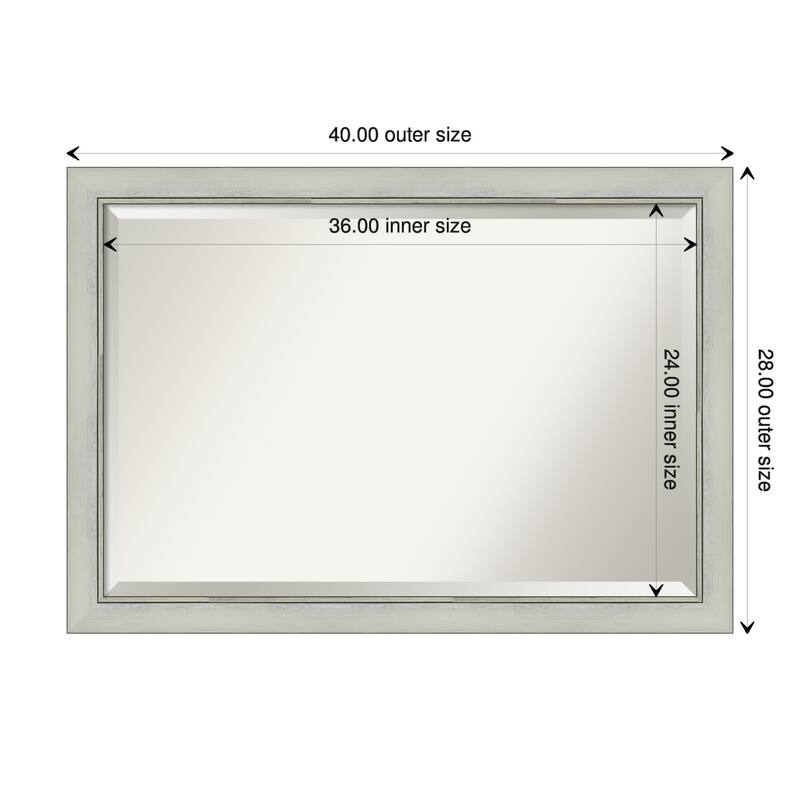 Beveled Wall Mirror - Flair Polished Nickel Frame - 40 x 28-inch - Flair Silver Patina