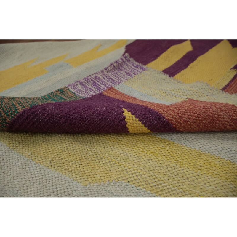 Hand Woven Oriental 100% Wool Carpet Southwestern Modern Multi-Colored Kilim Area Rug - 10' 1'' X 8' 2''