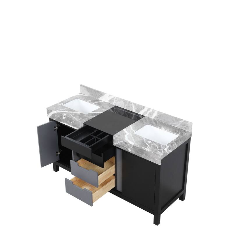 Lexora Zilara Bathroom Vanity in Black and Grey With Contertop