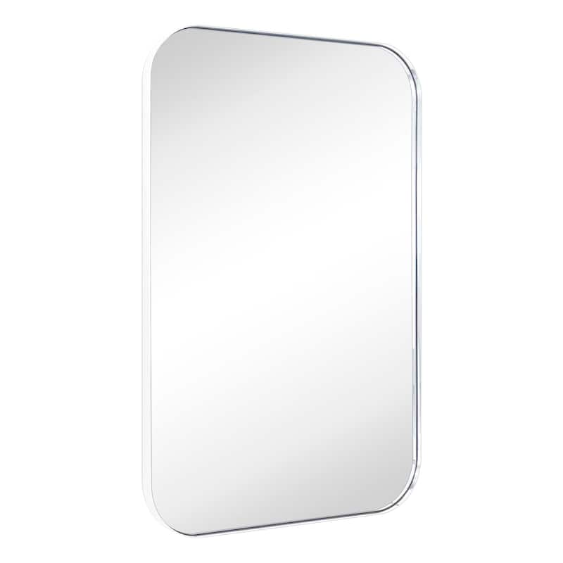 TEHOME Mid-Century Modern Chic Metal Rounded Wall Mirrors - 24'' x 36'' - Chrome