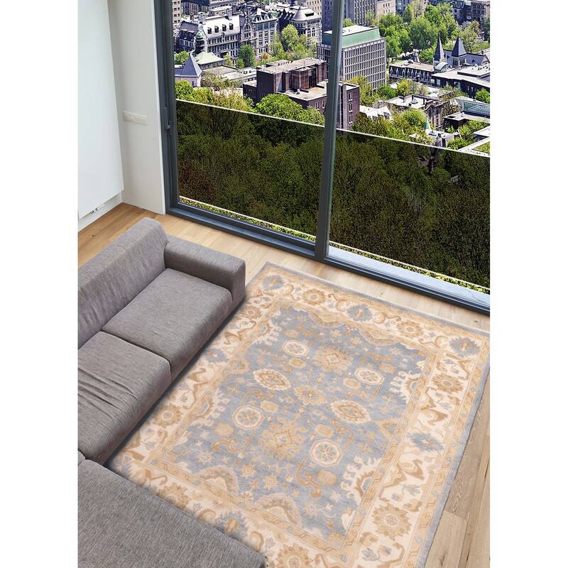 ECARPETGALLERY Hand-knotted Royal Oushak Light Blue Wool Rug - 8'2 x 10'3