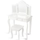 preview thumbnail 7 of 5, Kids Vanity Table and Stool Set Princess Makeup Dressing Table White