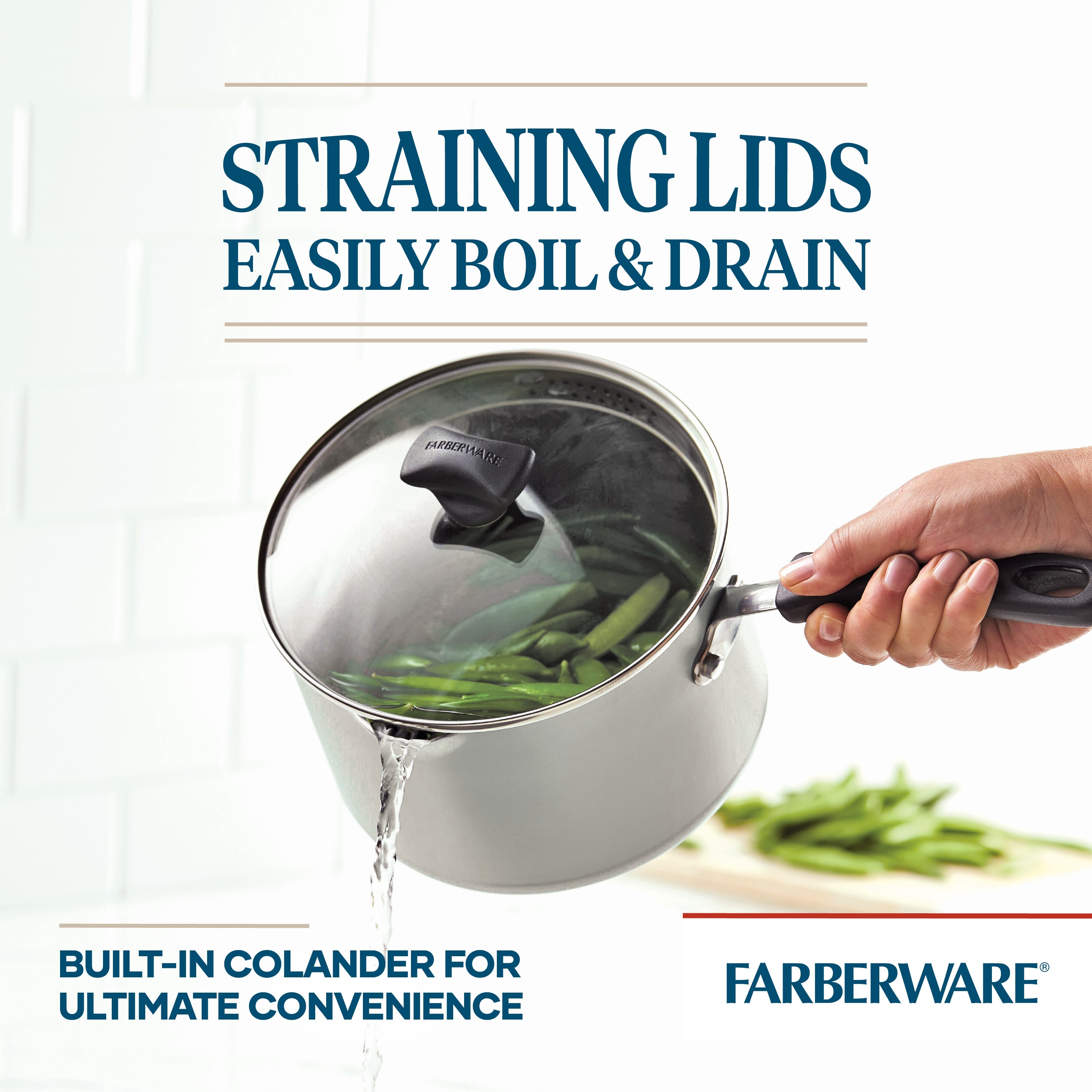 Farberware Aluminum 3-Quart Nonstick Saucepan with Straining Lid