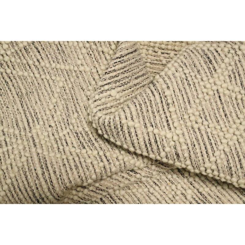 Hand Knotted Oriental 100% Wool Carpet Modern Geometric Beige & Ivories Modern Gotti Design Area Rug - 9' 8'' X 7' 9''