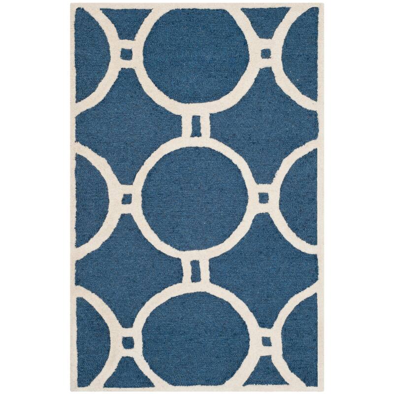 SAFAVIEH Handmade Cambridge Nurije Modern Moroccan Wool Rug - 2'6" x 4' - Navy Blue/Ivory
