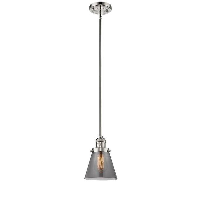 Innovations Lighting Small Cone Single Light 6" Wide Mini Pendant with - Polished Nickel / Smoked