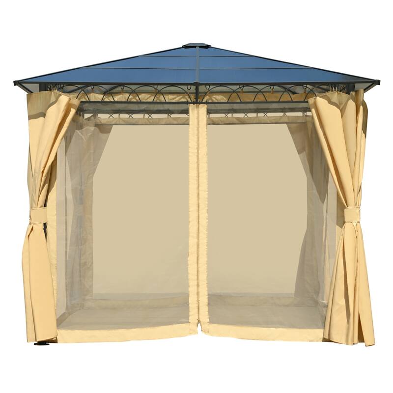 Outdoor Gazebo w/ Aluminum Frame,Mosquito Netting and Privacy Screens