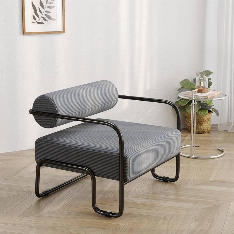 Modern Designed Corduroy Fabric Accent Chair with Thick Cushion