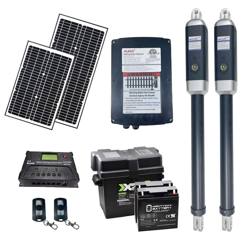 ALEKO GG1300SLV Solar Powered Dual Swing Gate Opener for Gates Up to 1760 lb