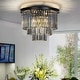 preview thumbnail 2 of 4, 6-Lights Modern 3-Tier Round Fringe Crystal Flush Mount Light