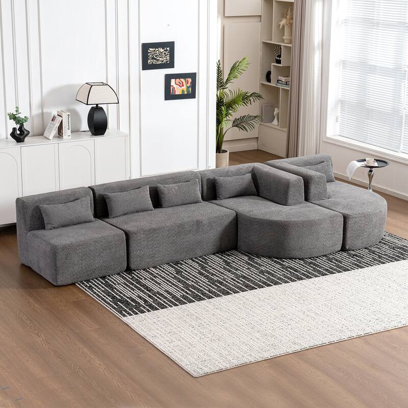 Merax 143.7" Upholstered Sofa Free-combined Sofa Couch
