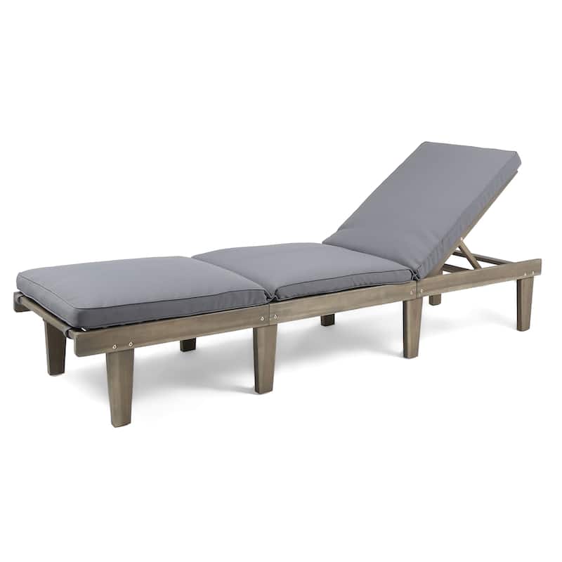 Ariana Acacia Wood Outdoor Chaise Lounge with Cushion by Christopher Knight Home - N/A