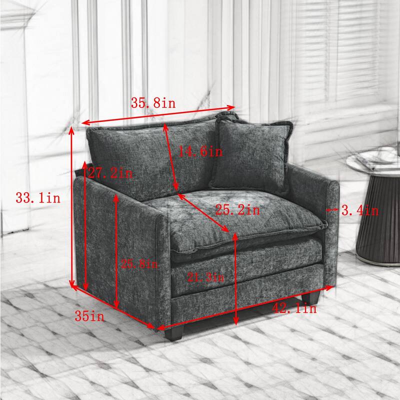 Cloud Sofa Single Seat (Ottoman is not included), Modern Sectional Couch, for Living Room Bedroom and Apartment
